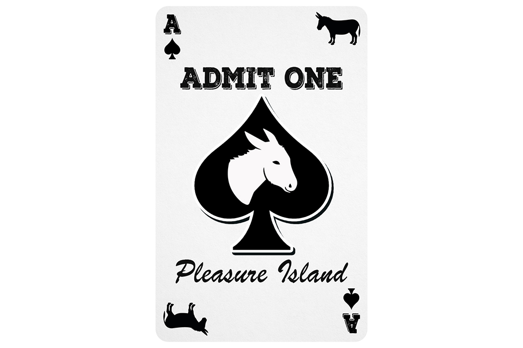 Pleasure Island Ticket Example - Front
